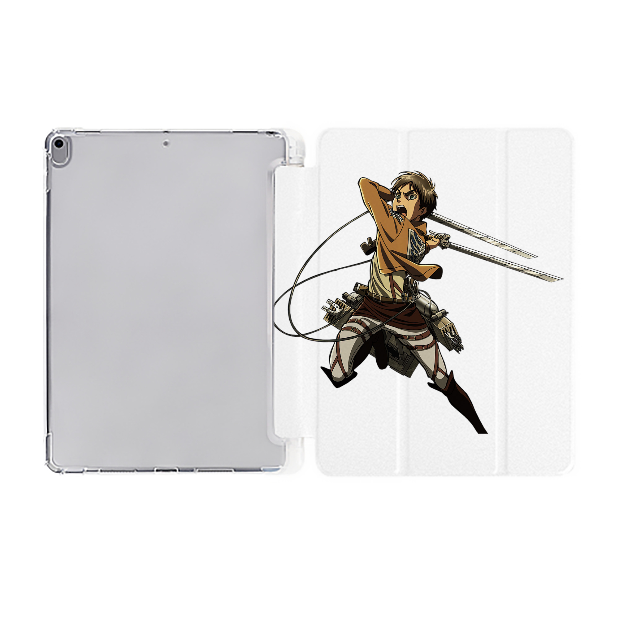 （画像用） 進撃の巨人 エレン･イェーガー Attack on Titan Eren Jäger IPad ケース ペン収納付き 三つ折りスタンド PUレザー×シリコン 対応機種9.5/10.5/10.9インチ